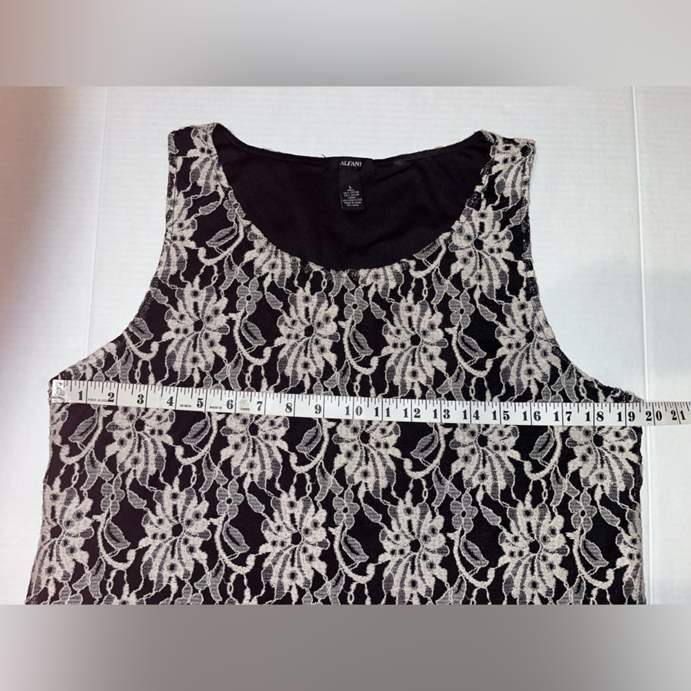 Alfani Black Tank Top with Cream Lace Overlay - Picture 7 of 9
